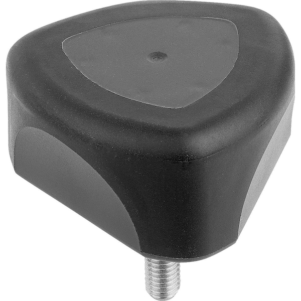 Triangular Grip Ergonomic D=M10X25 D1=67, 7 H=36, Form:L Plastic, Blk, Dual Component, Comp:Stainless